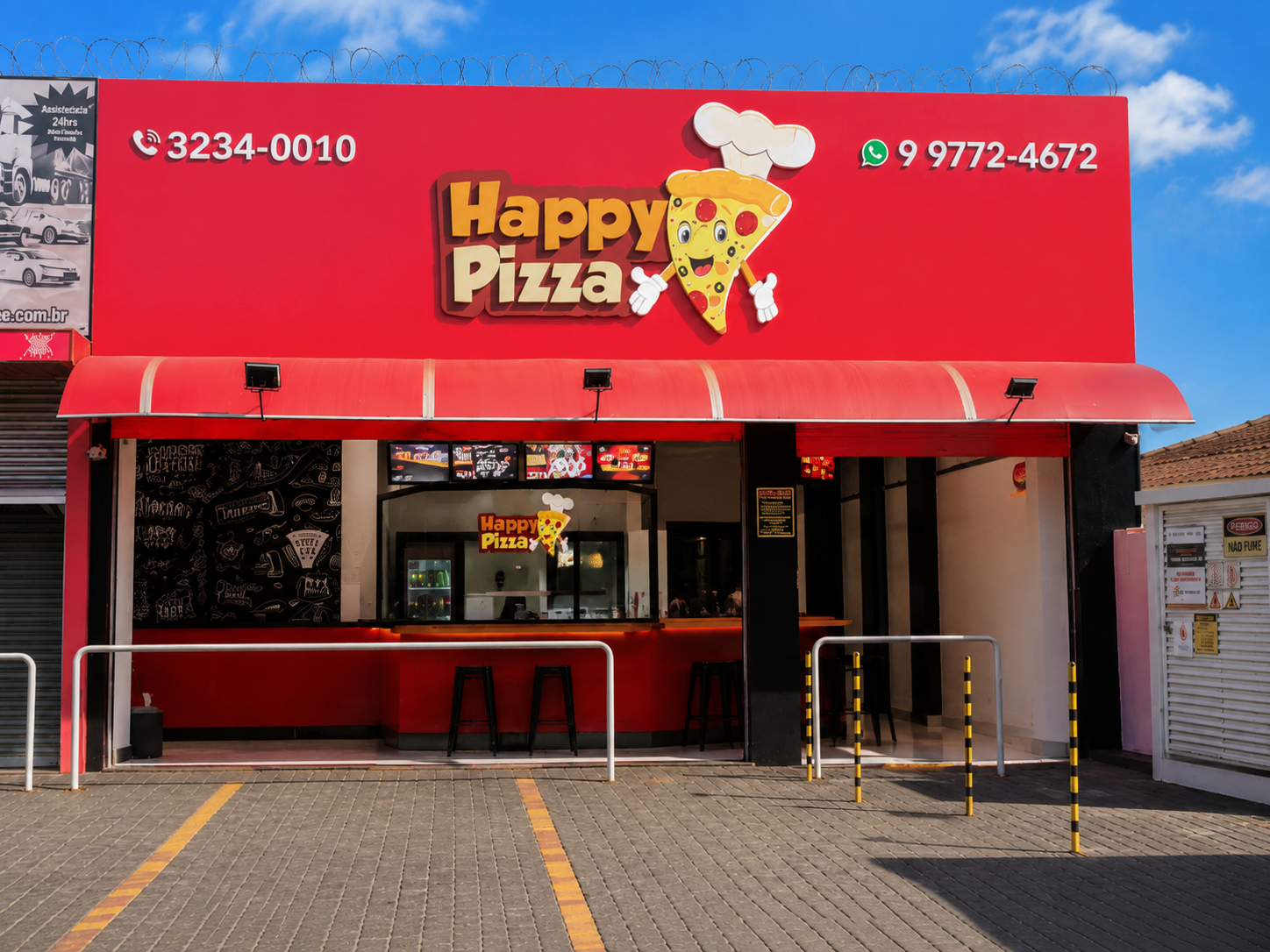 Fachada da Happy Pizza Tubalina em Uberlândia